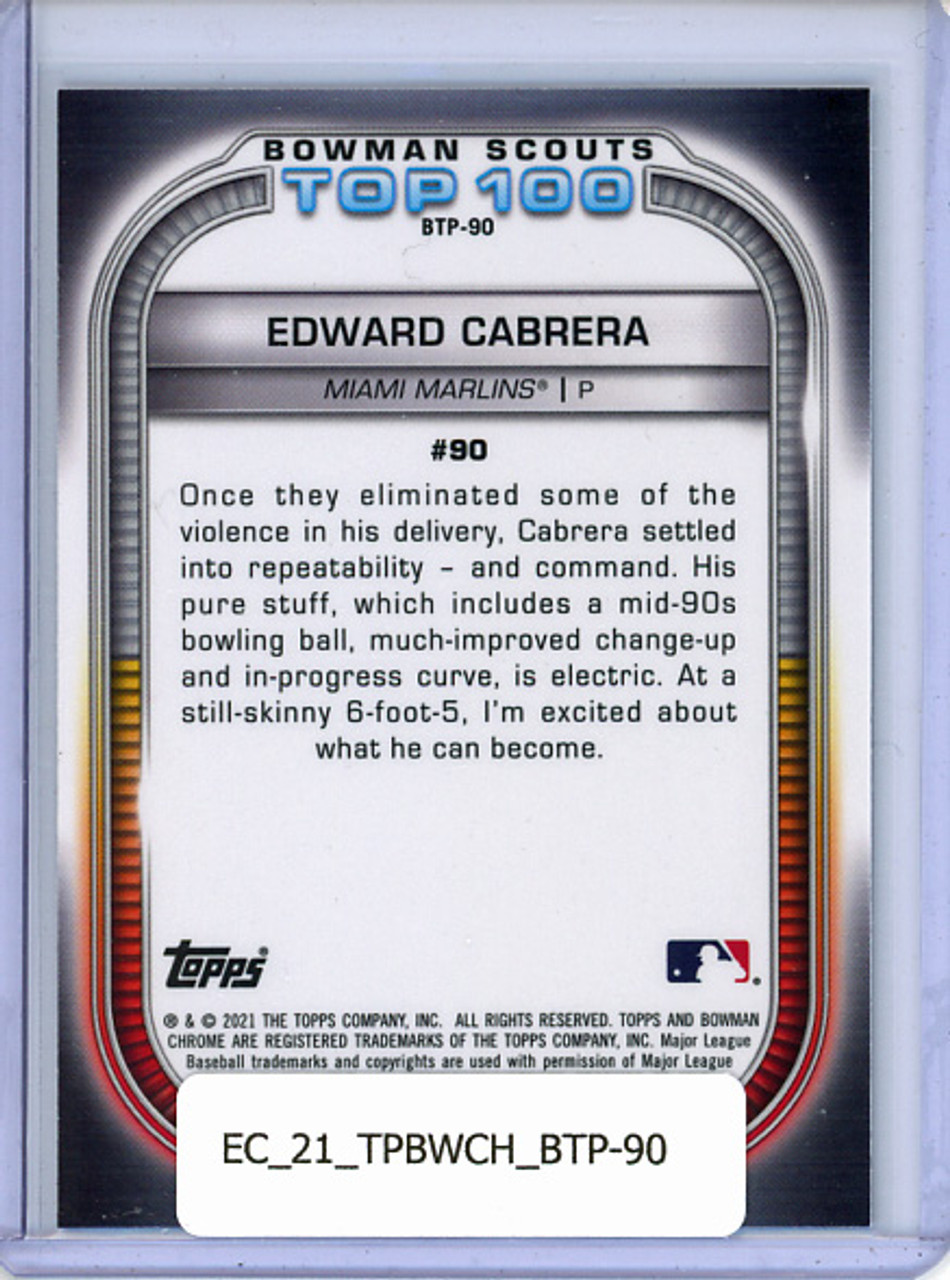 Edward Cabrera 2021 Bowman Chrome, Scouts Top 100 #BTP-90