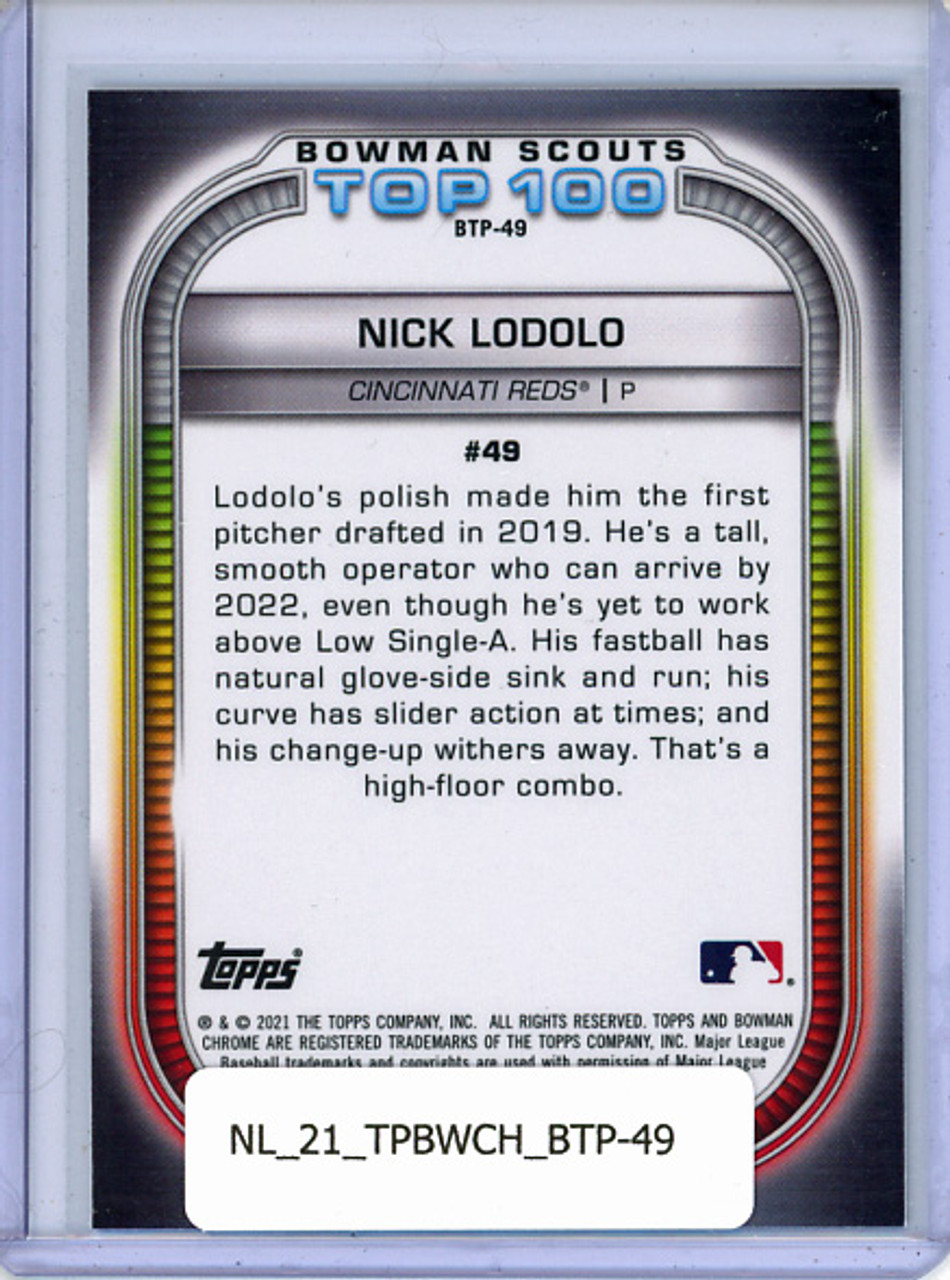 Nick Lodolo 2021 Bowman Chrome, Scouts Top 100 #BTP-49