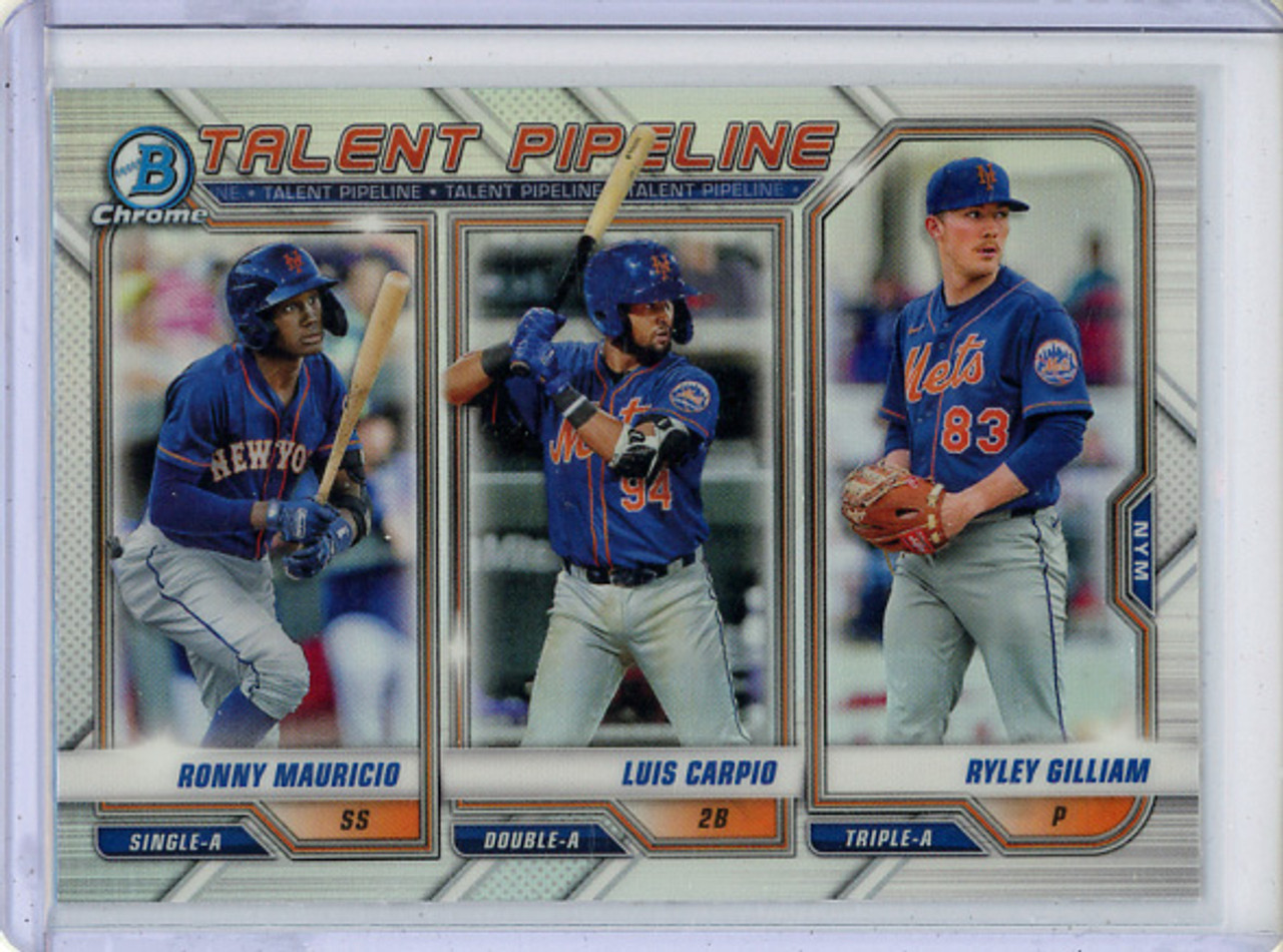 Ronny Mauricio, Luis Carpio, Ryley Gilliam 2021 Bowman Chrome, Talent Pipeline #TP-NYM