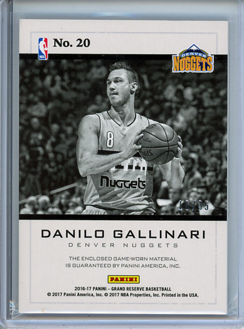 Danilo Gallinari 2016-17 Grand Reserve, Reserve Materials #20 (#16/35)