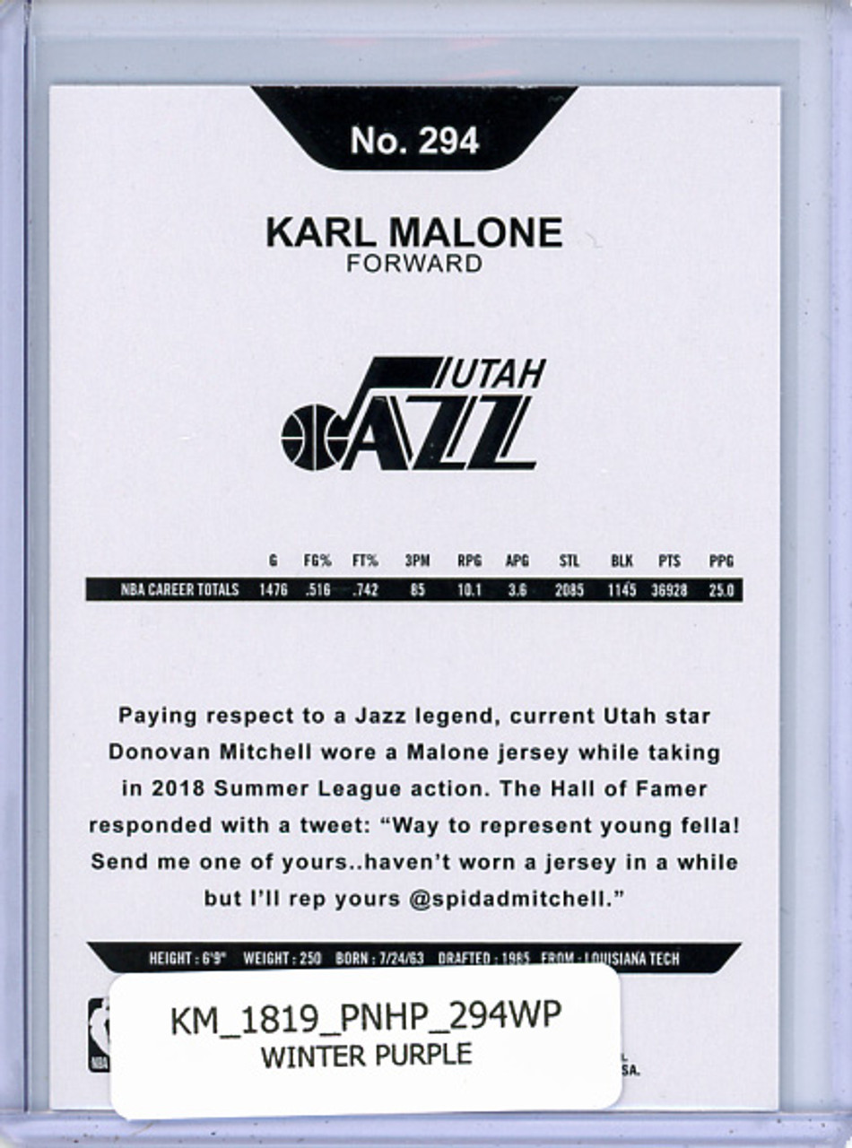 Karl Malone 2018-19 Hoops #294 Hoops Tribute Winter Purple