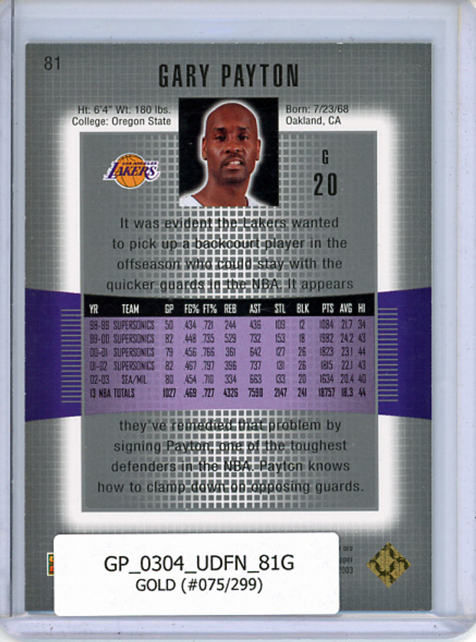 Gary Payton 2003-04 Finite #81 Gold (#075/299)