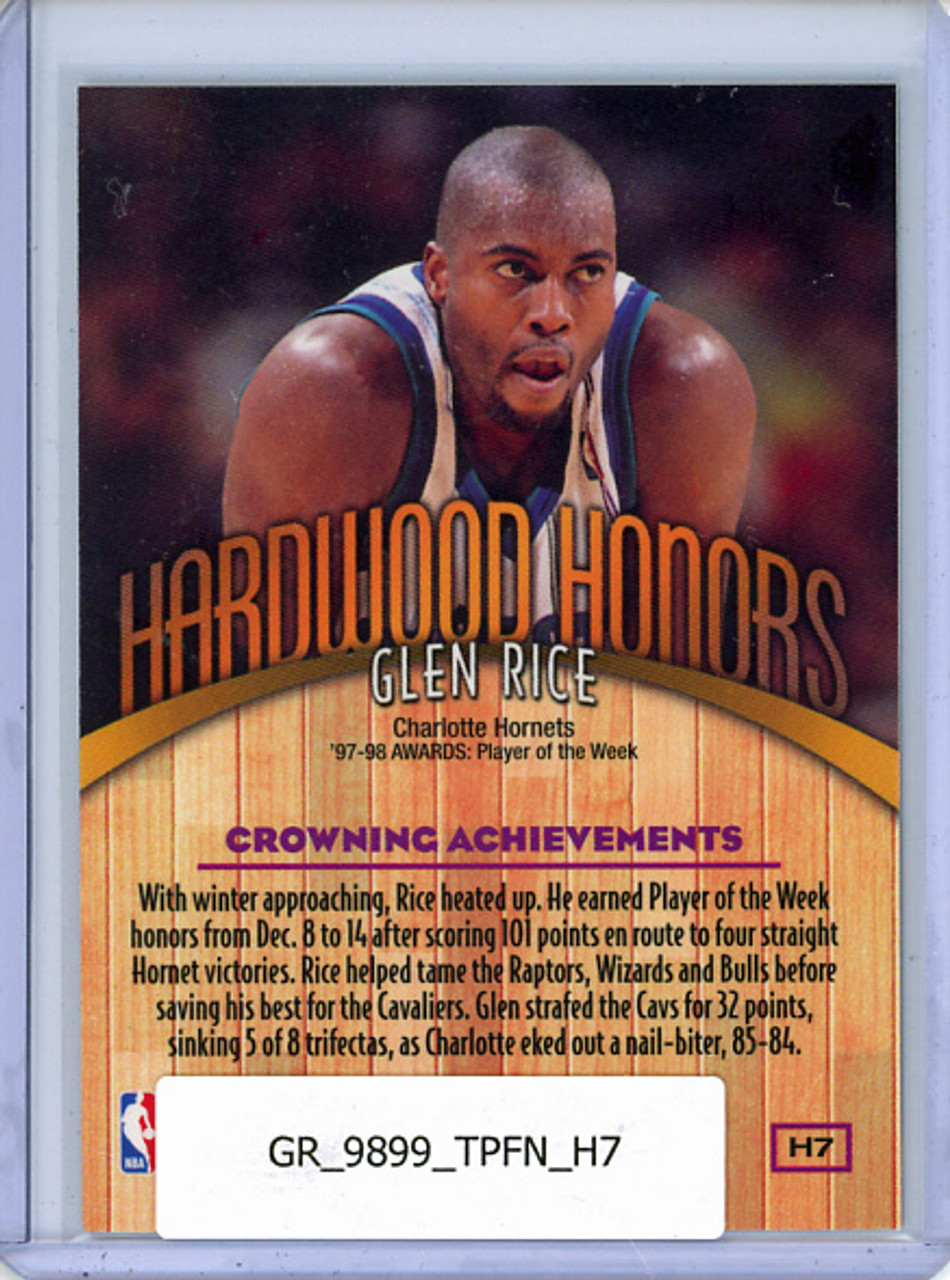 Glen Rice 1998-99 Finest, Hardwood Honors #H7 with Coating