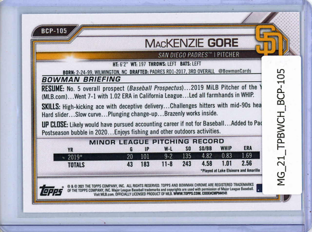 MacKenzie Gore 2021 Bowman Chrome Prospects #BCP-105