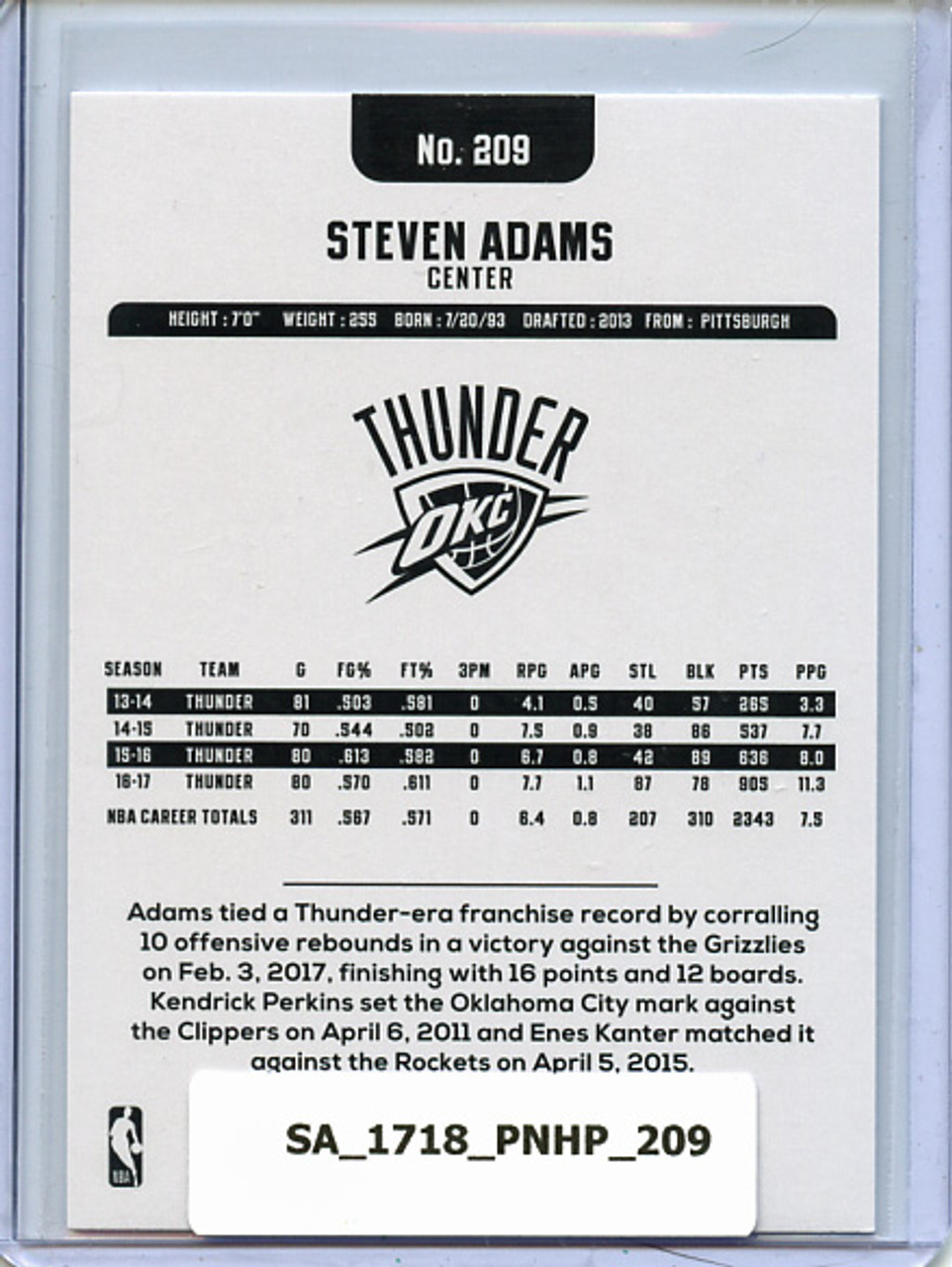 Steven Adams 2017-18 Hoops #209