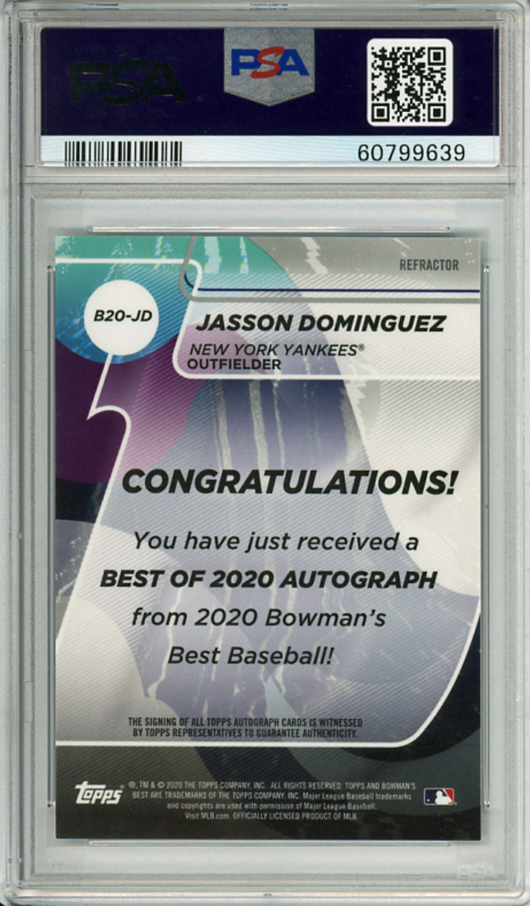 Jasson Dominguez 2020 Bowman's Best, Best of 2020 Autographs #B20-JD Refractors PSA 9 Mint (#60799639)