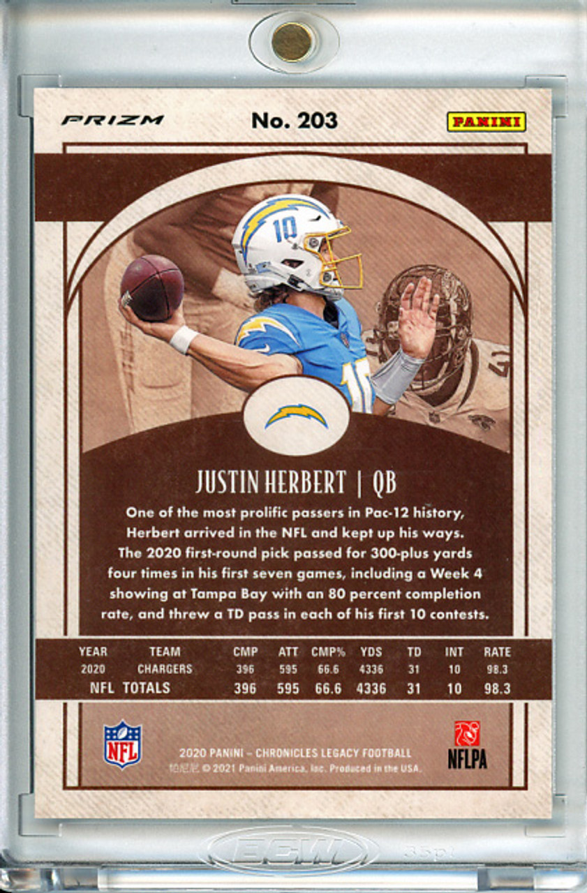 Justin Herbert 2020 Chronicles, Legacy Update #203 Silver (1)