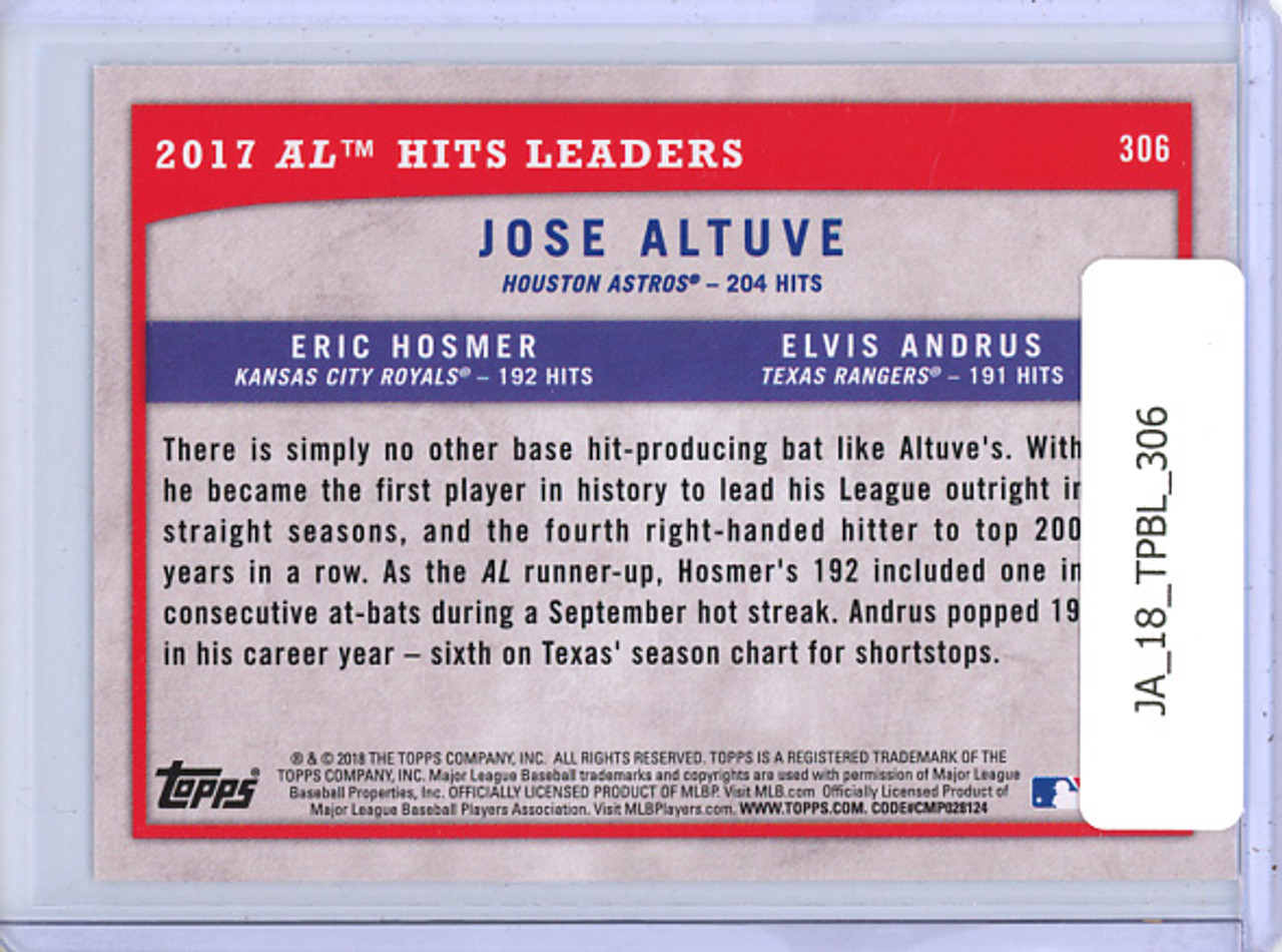 Jose Altuve, Eric Hosmer, Elvis Andrus 2018 Big League #306 AL Hits Leaders