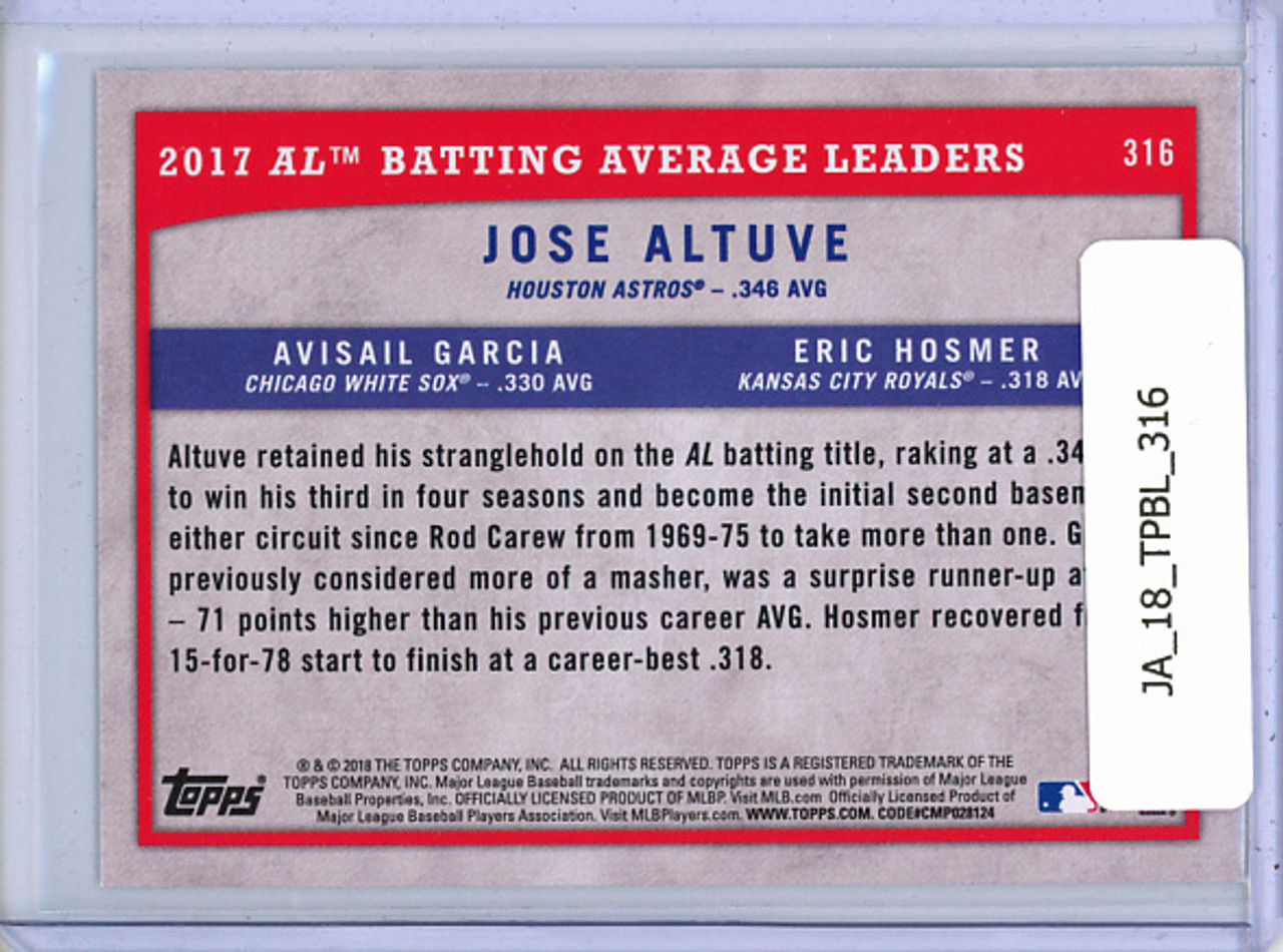 Jose Altuve, Avisail Garcia, Eric Hosmer 2018 Big League #316 AL Batting Average Leaders