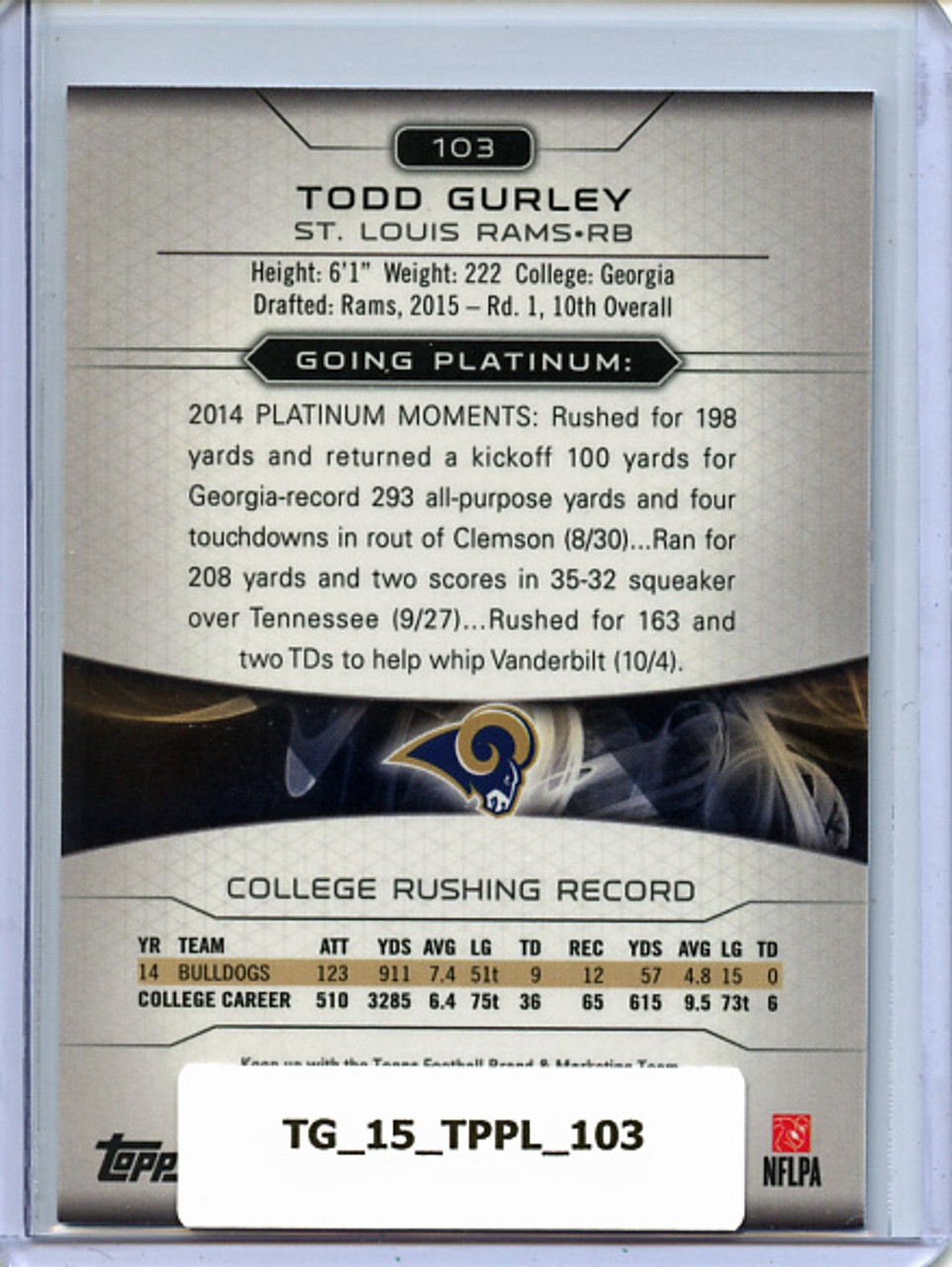 Todd Gurley 2015 Platinum #103