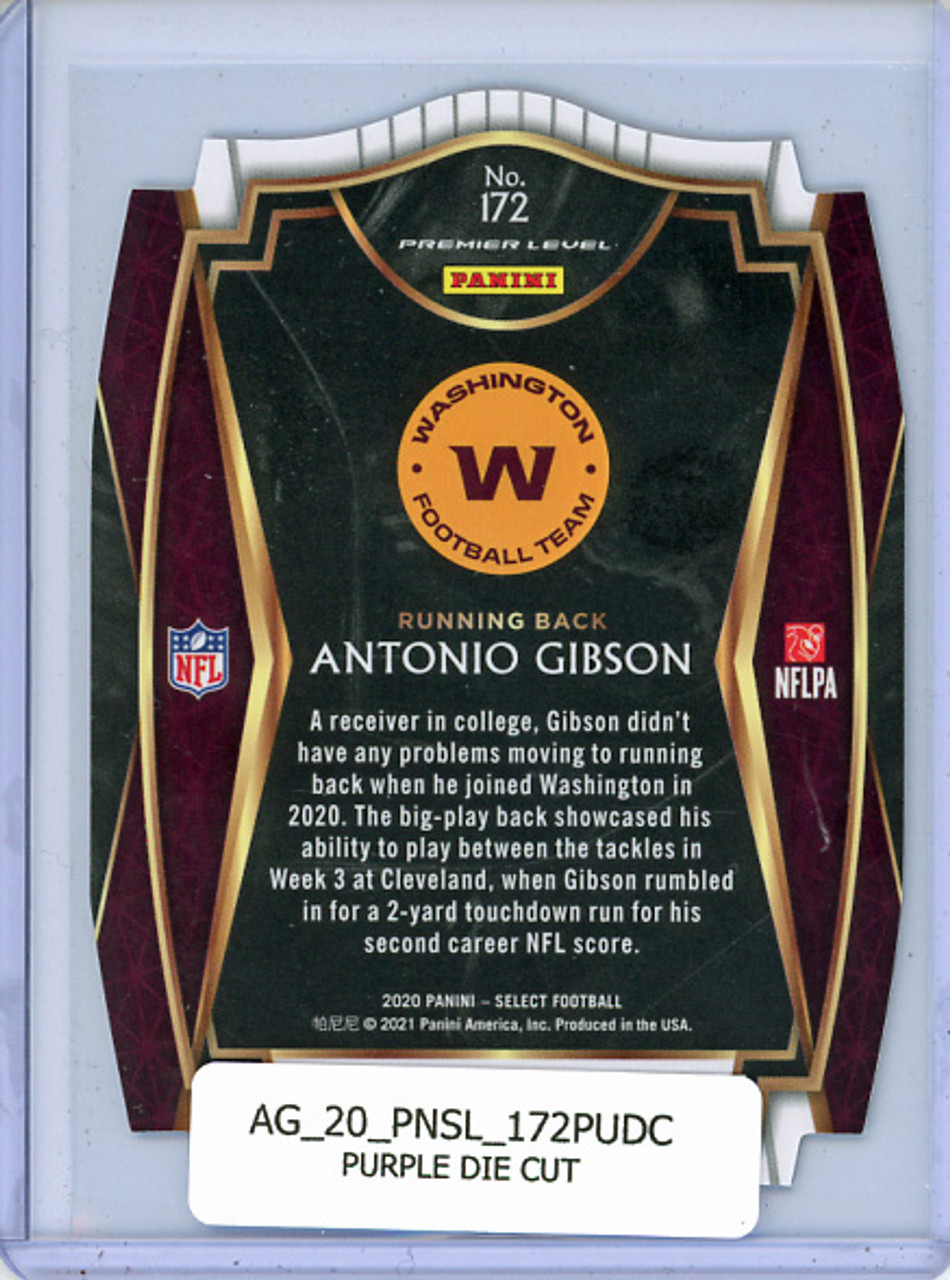 Antonio Gibson 2020 Select #172 Premier Level Purple Die Cut
