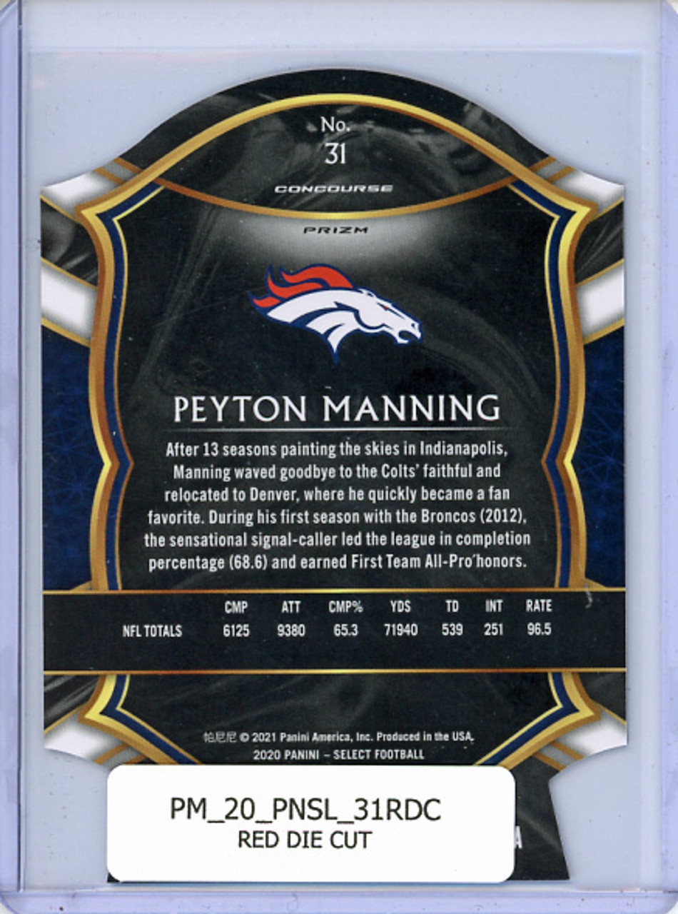 Peyton Manning 2020 Select #31 Concourse Red Die Cut
