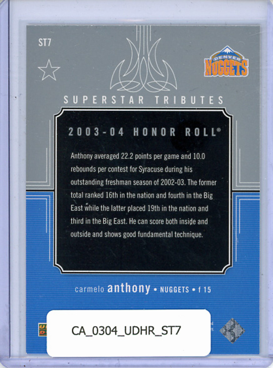 Carmelo Anthony 2003-04 Honor Roll, Superstar Tribute #ST7