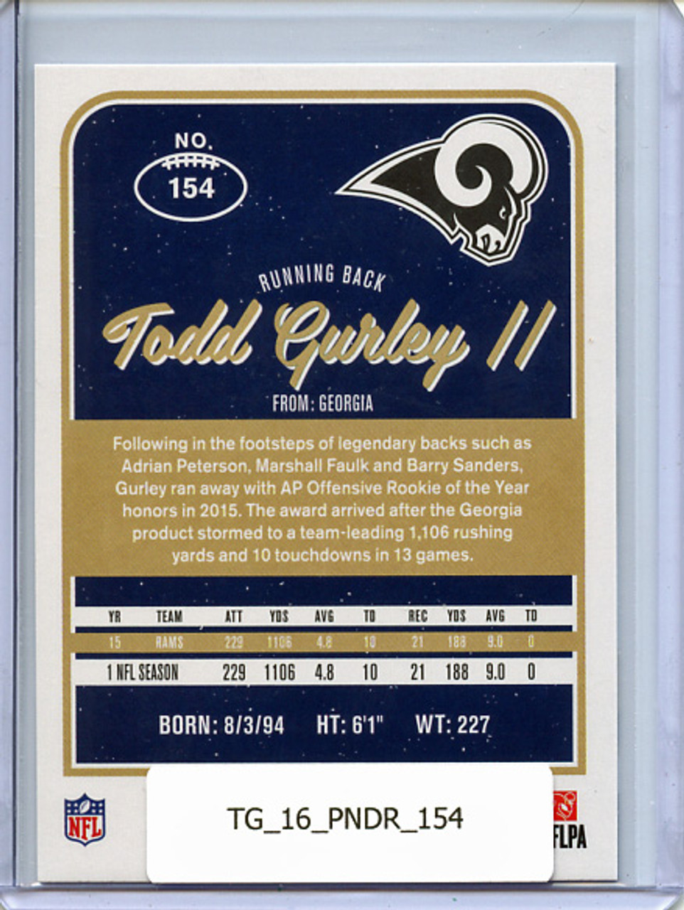 Todd Gurley 2016 Donruss #154