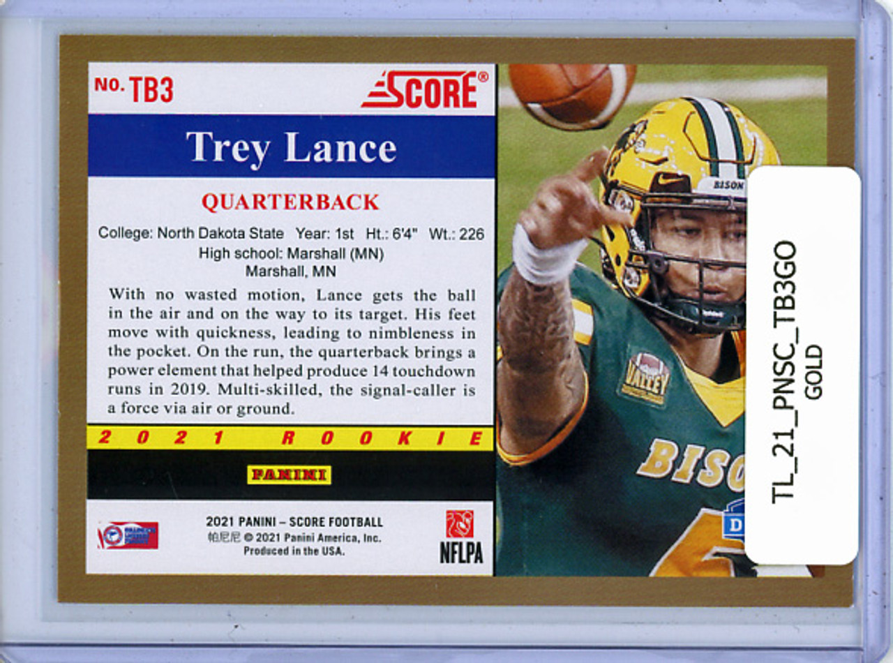 Trey Lance 2021 Score, 1991 Throwback Rookies #TB3 Gold