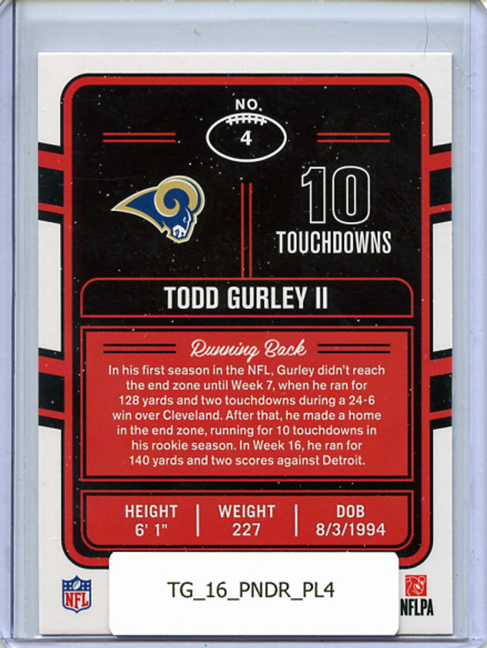 Todd Gurley 2016 Donruss, Production Line Touchdowns #4
