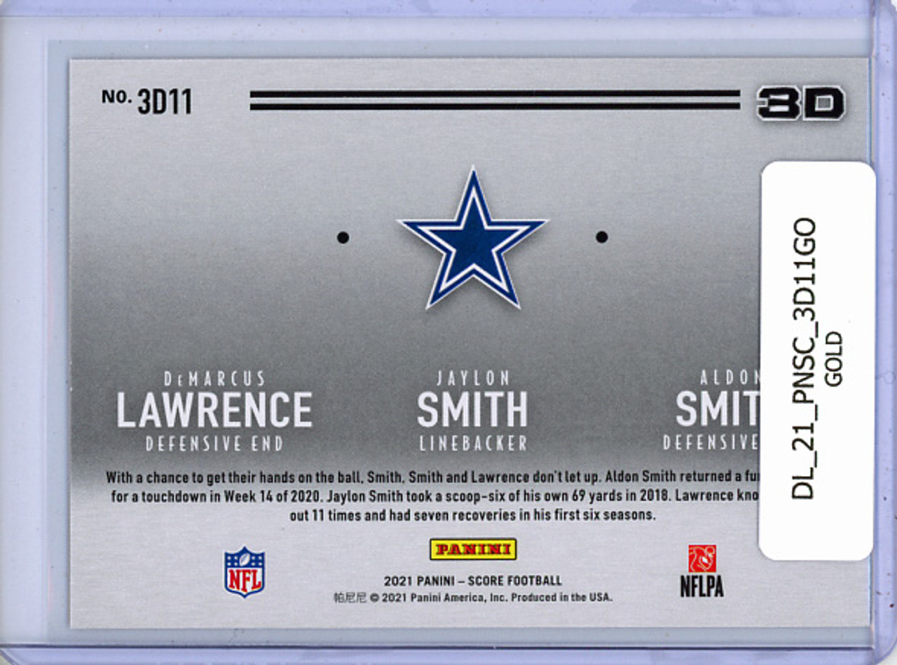 DeMarcus Lawrence, Jaylon Smith, Aldon Smith 2021 Score, 3D #3D11 Gold