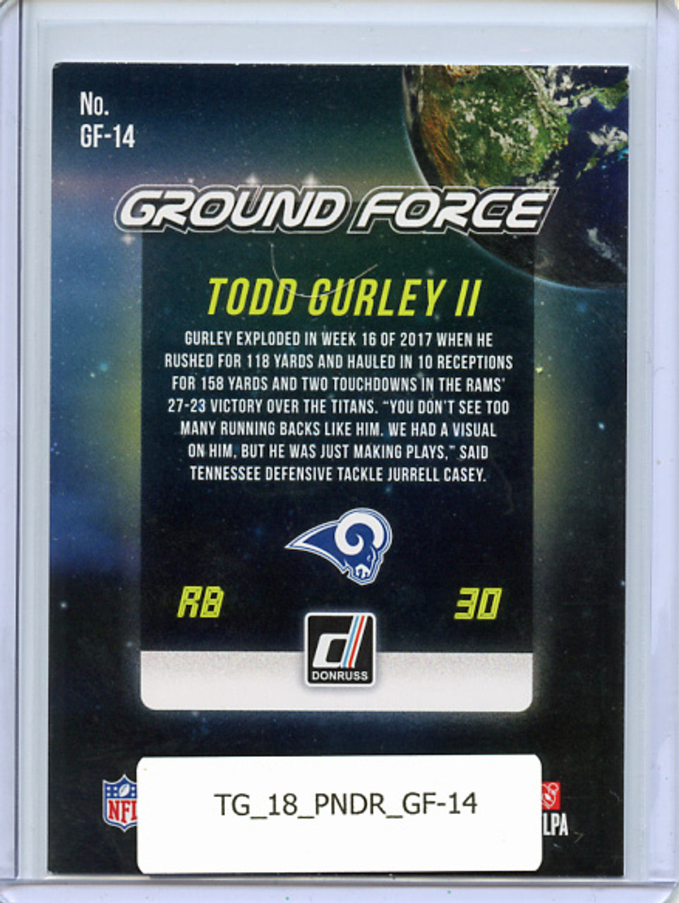 Todd Gurley 2018 Donruss, Ground Force #GF-14