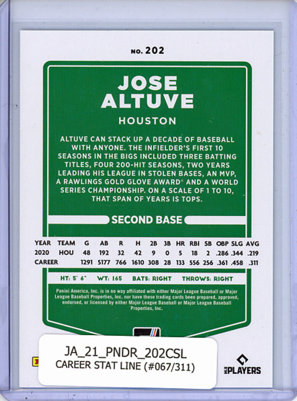 Jose Altuve 2021 Donruss #202 Career Stat Line (#067/311)