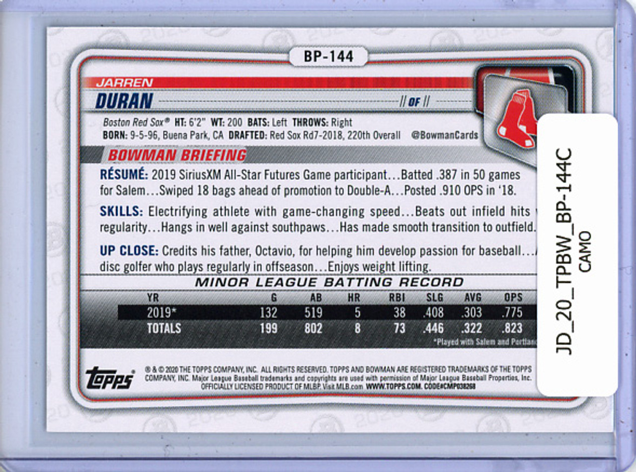 Jarren Duran 2020 Bowman Prospects #BP-144 Camo