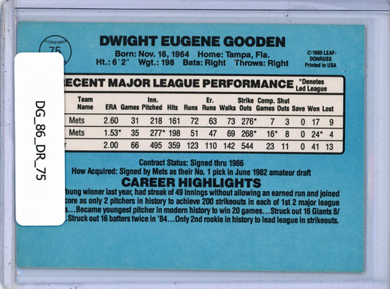 Dwight Gooden 1986 Donruss #75