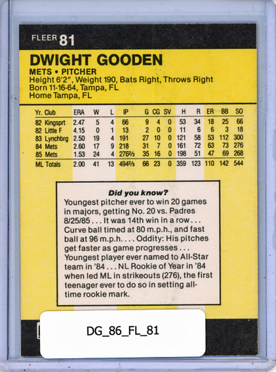 Dwight Gooden 1986 Fleer #81
