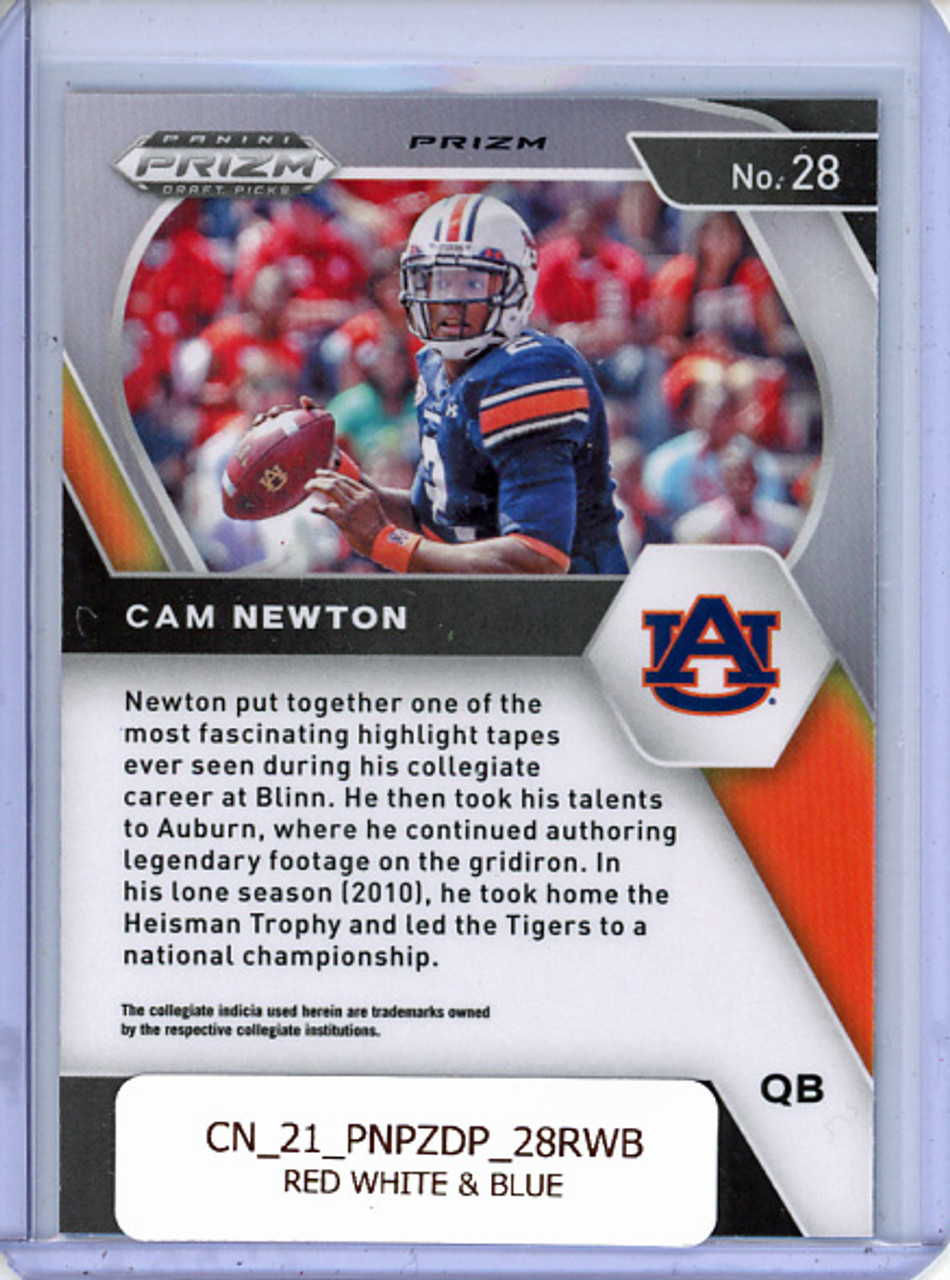 Cam Newton 2021 Prizm Draft Picks #28 Red White & Blue