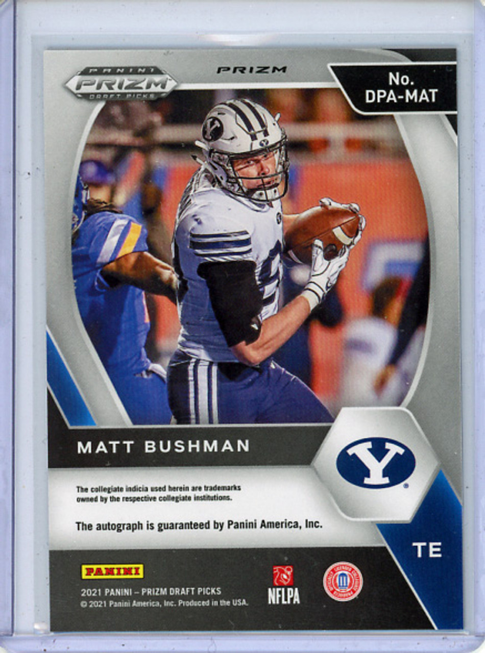 Matt Bushman 2021 Prizm Draft Picks, Draft Picks Autographs #DPA-MAT Green (1)