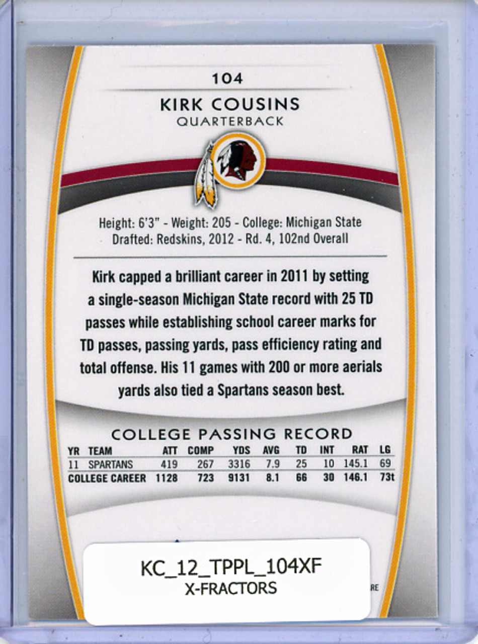 Kirk Cousins 2012 Platinum #104 X-Fractors