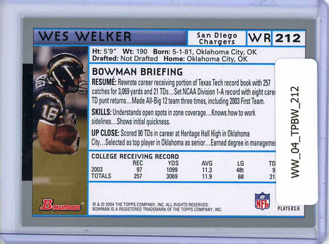 Wes Welker 2004 Bowman #212