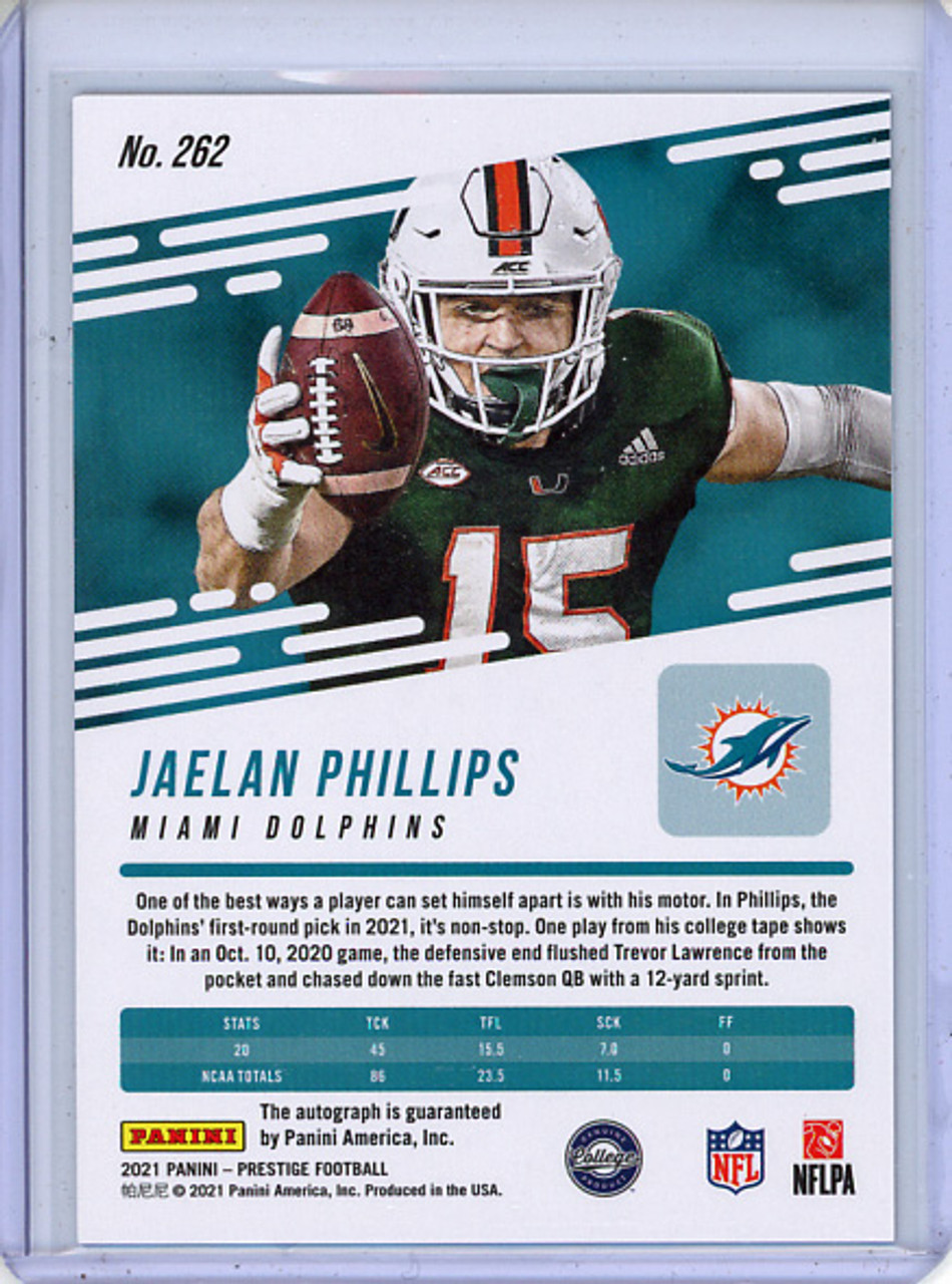 Jaelan Phillips 2021 Prestige #262 Xtra Points Signatures Premium Red (1)