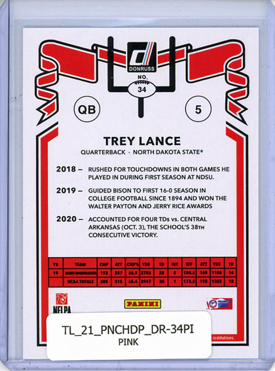 Trey Lance 2021 Chronicles Draft Picks, Donruss #34 Pink