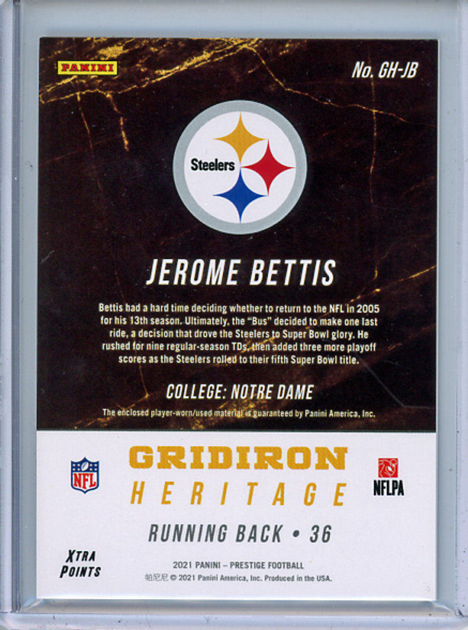 Jerome Bettis 2021 Prestige, Gridiron Heritage Jerseys #GH-JB Xtra Points Red (1)