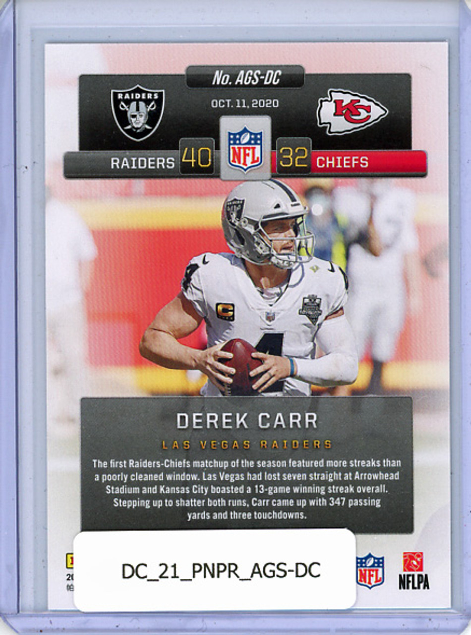 Derek Carr 2021 Prestige, Any Given Sunday #AGS-DC