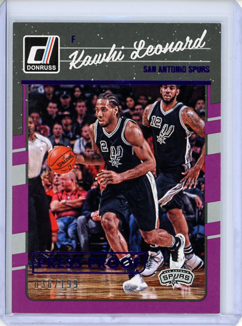 Kawhi Leonard 2016-17 Donruss #116 Press Proof Purple (#036/199)