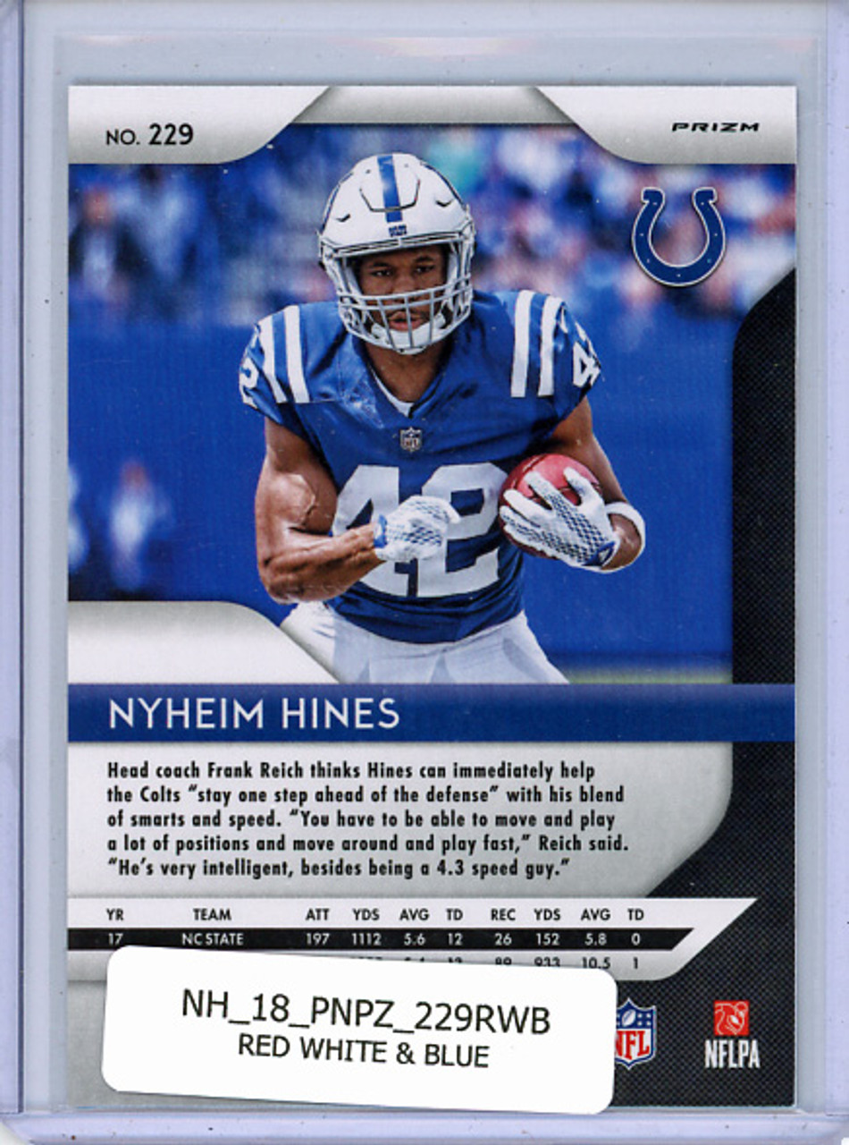 Nyheim Hines 2018 Prizm #229 Red White & Blue