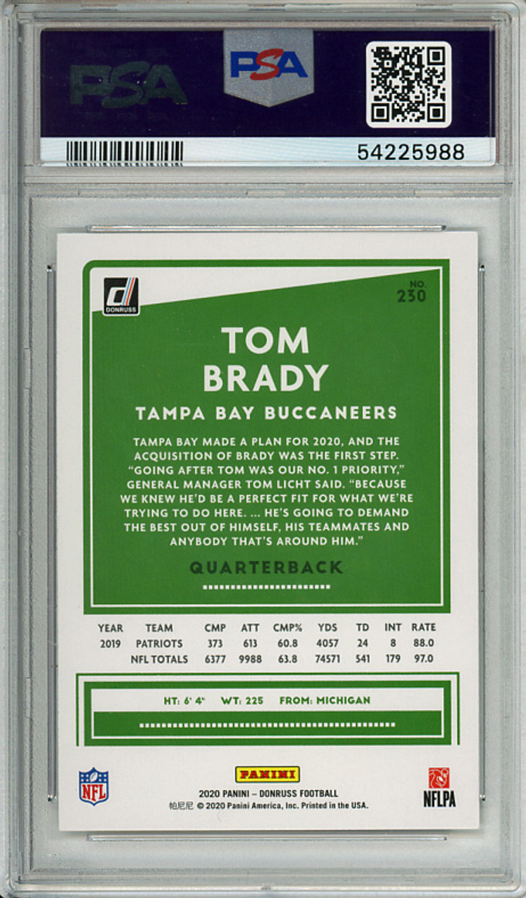 Tom Brady 2020 Donruss #230 PSA 10 Gem Mint (#54225988)