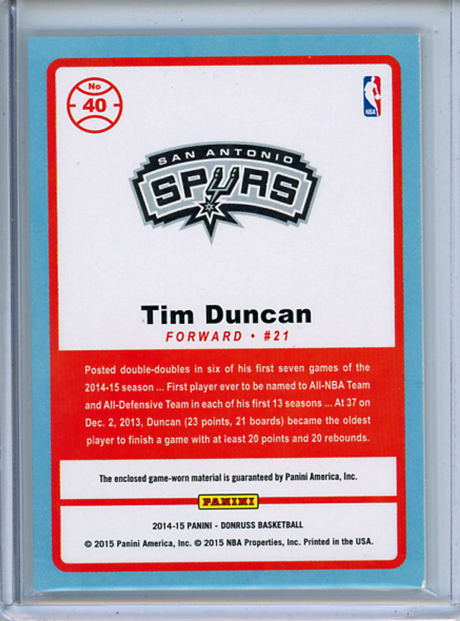 Tim Duncan 2014-15 Donruss, Game Threads #40 (1)