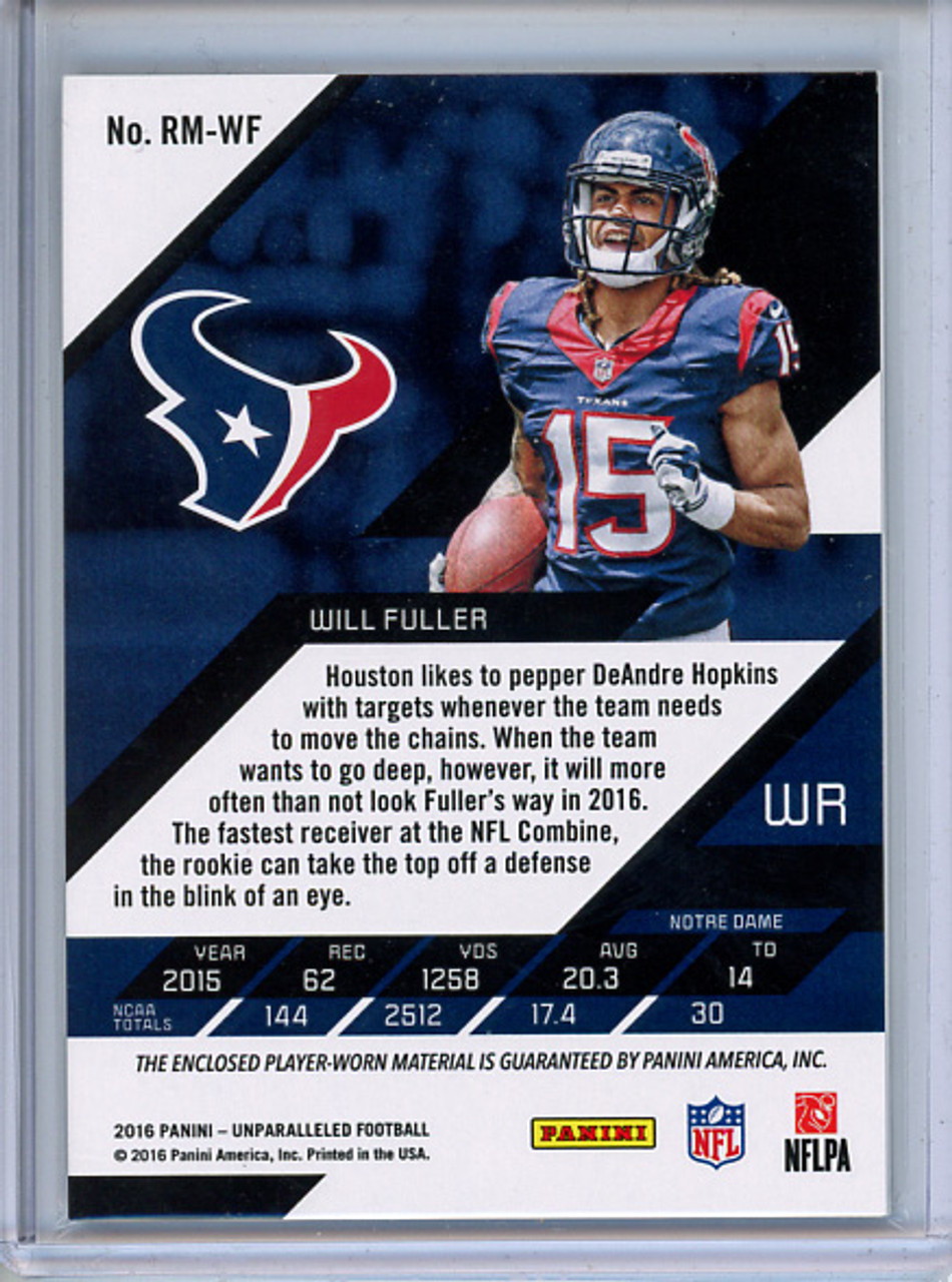 Will Fuller V 2016 Unparalleled, Rookie Jerseys #RM-WF (#292/299)