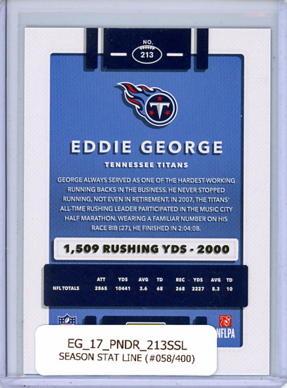 Eddie George 2017 Donruss #213 Season Stat Line (#058/400)