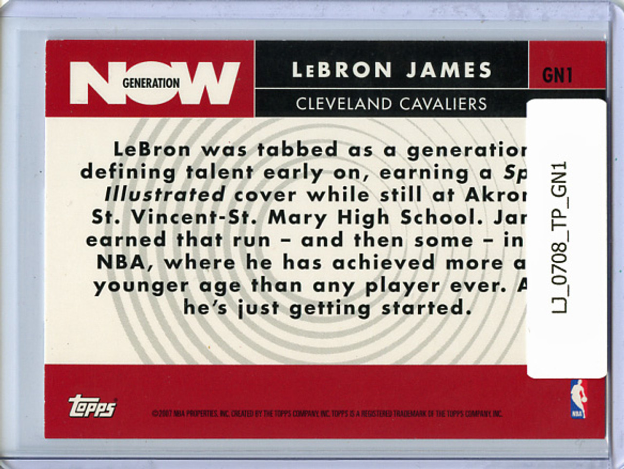 Lebron James 2007-08 Topps, Generation Now #GN-1