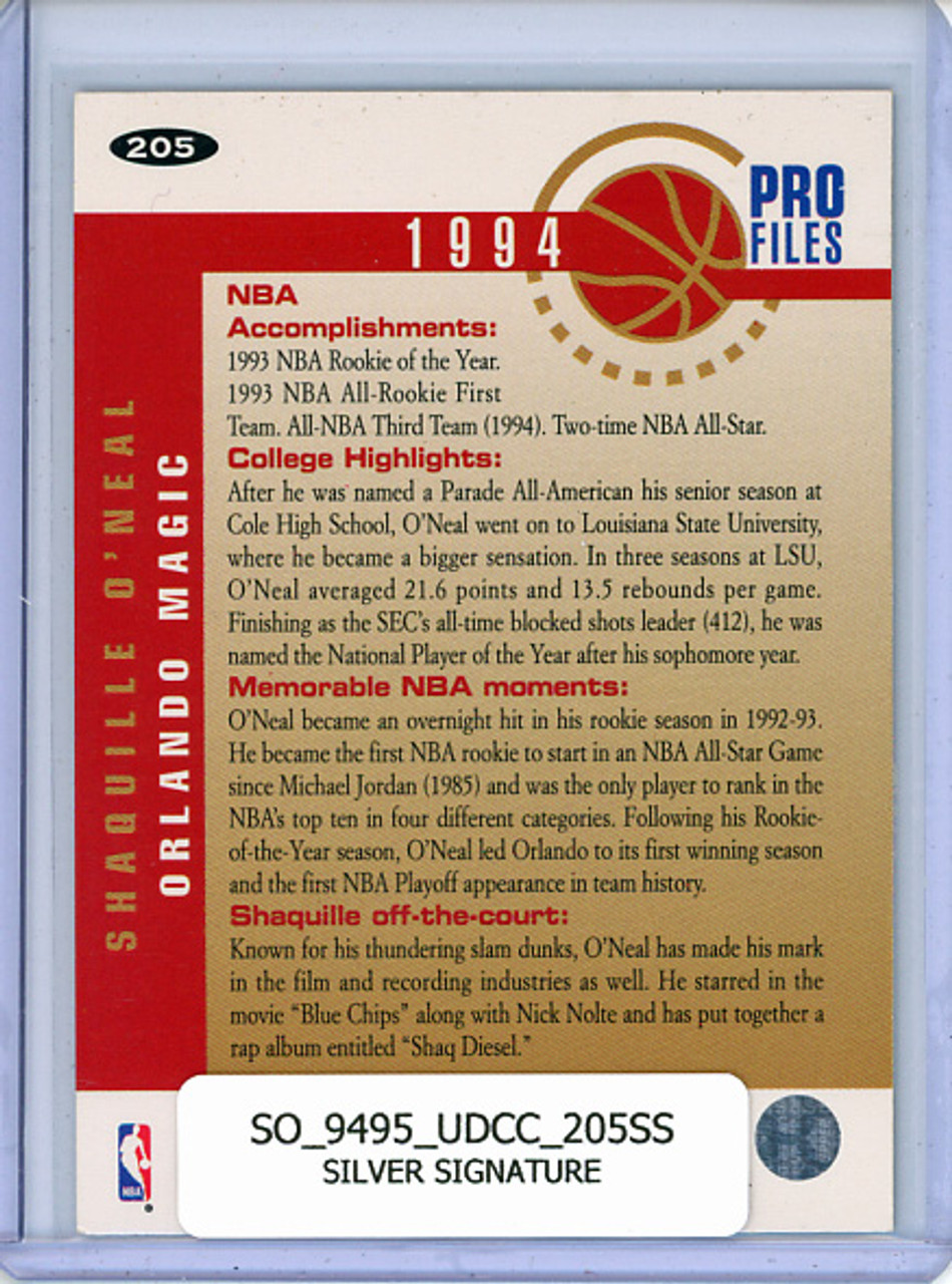 Shaquille O'Neal 1994-95 Collector's Choice #205 Pro Files Silver Signature