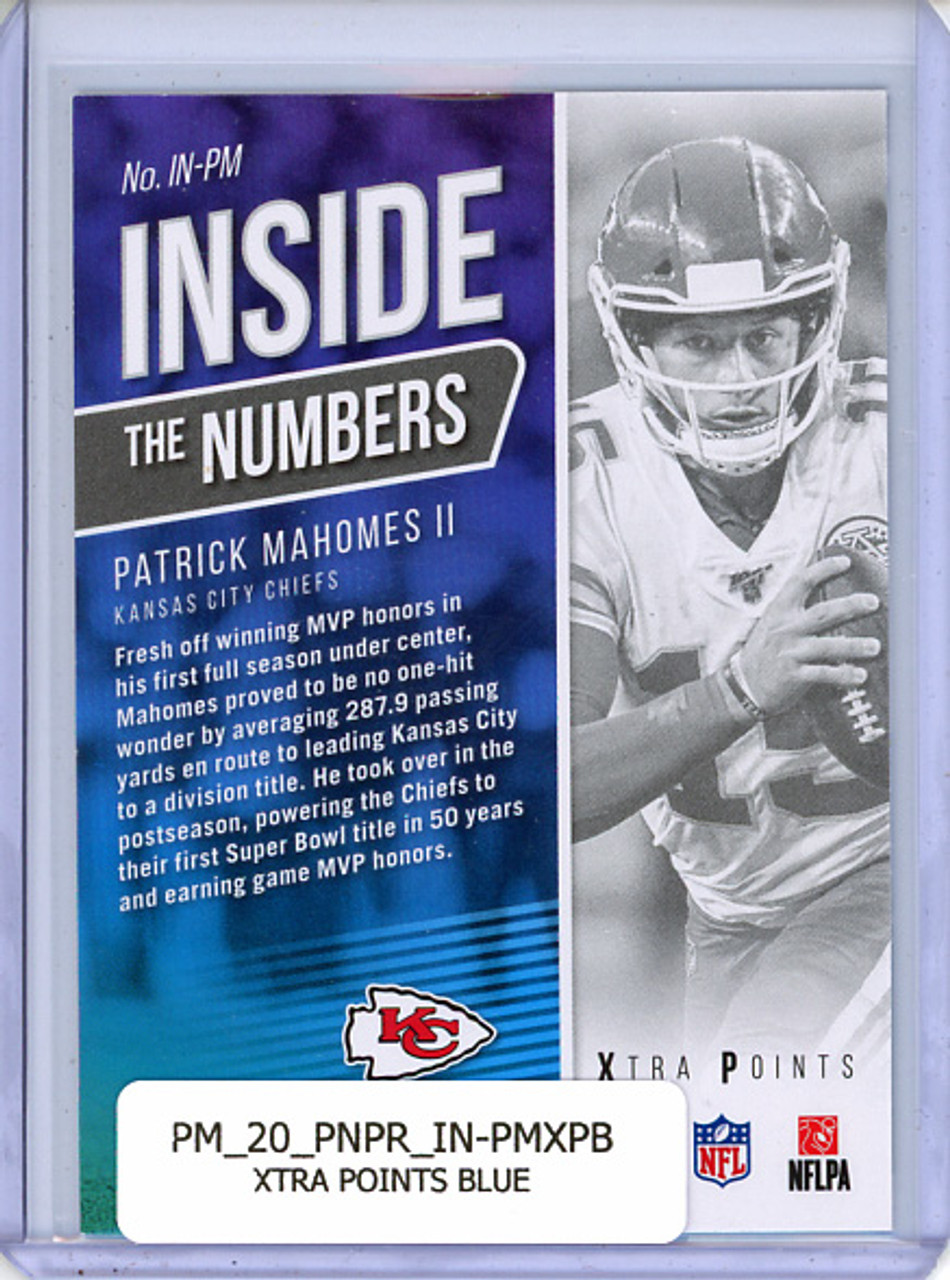 Patrick Mahomes II 2020 Prestige, Inside the Numbers #IN-PM Xtra Points Blue