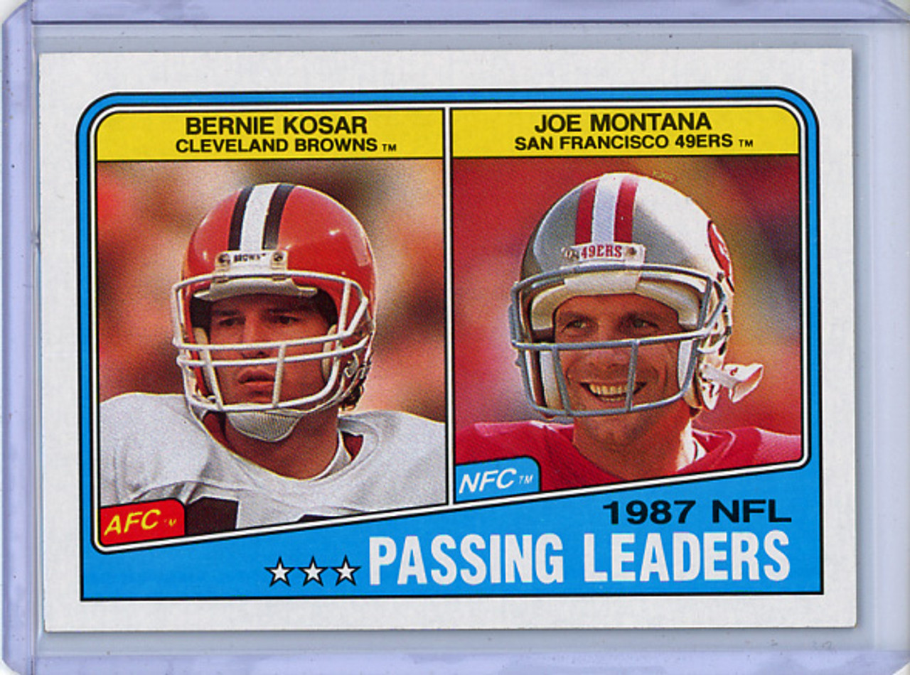 Bernie Kosar, Joe Montana 1988 Topps #215 Passing Leaders