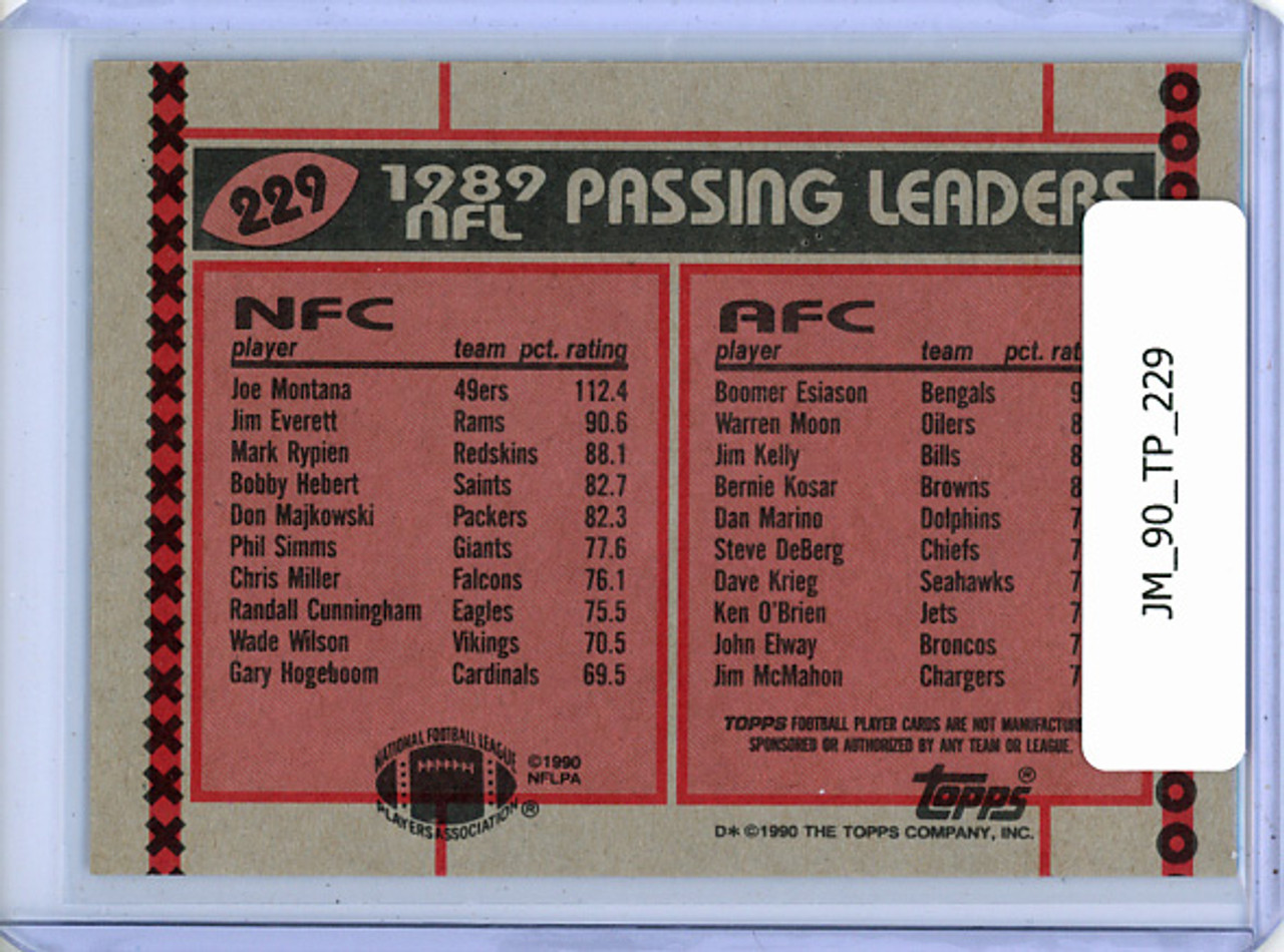 Joe Montana, Boomer Esiason 1990 Topps #229 Passing Leaders