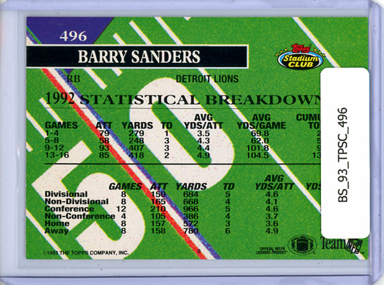 Barry Sanders 1993 Stadium Club #496 Member's Choice