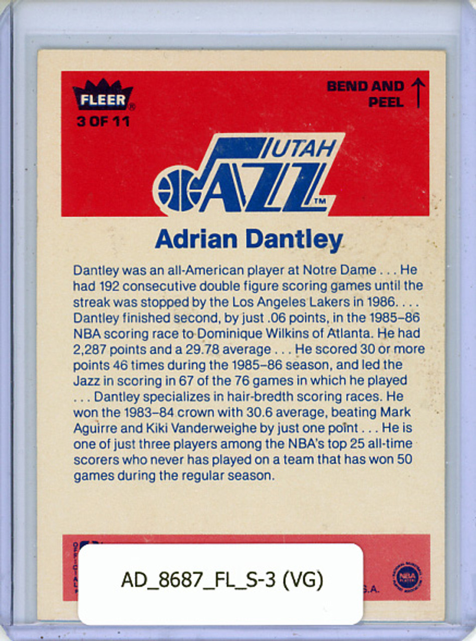 Adrian Dantley 1986-87 Fleer, Stickers #3 (VG)