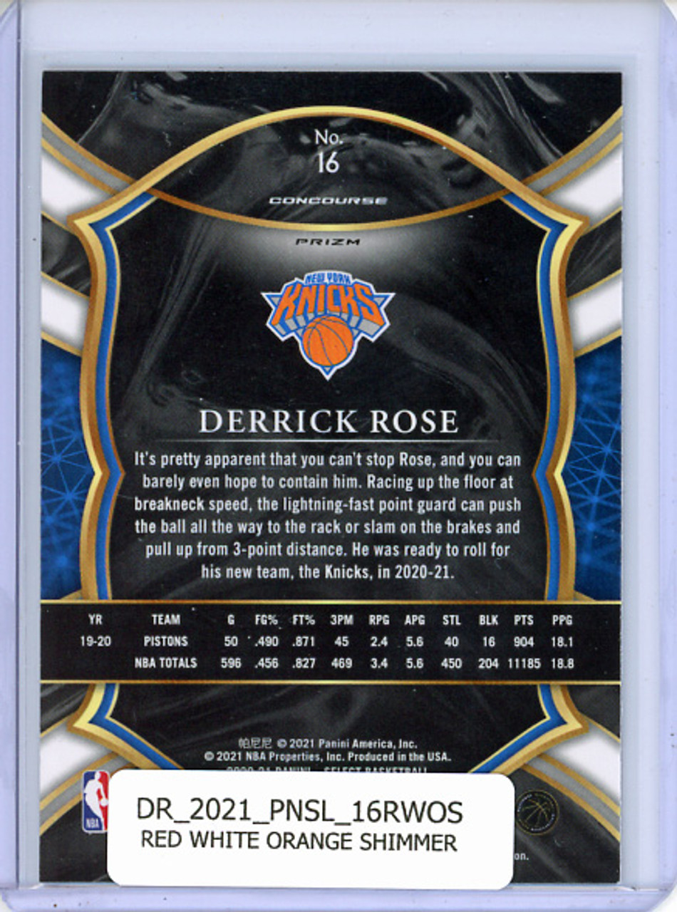 Derrick Rose 2020-21 Select #16 Concourse Red White Orange Shimmer