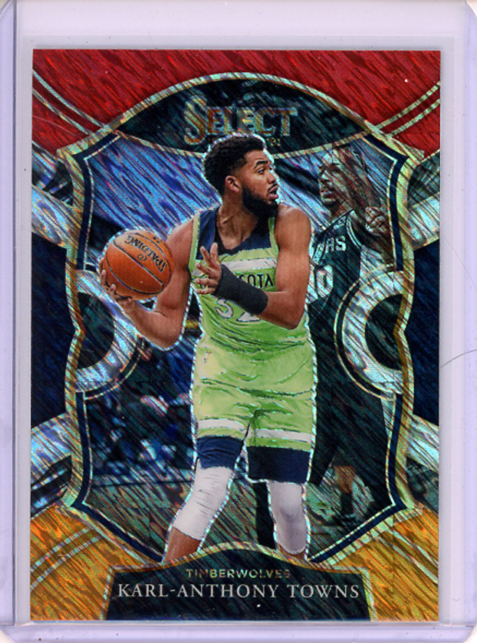 Karl-Anthony Towns 2020-21 Select #36 Concourse Red White Orange Shimmer