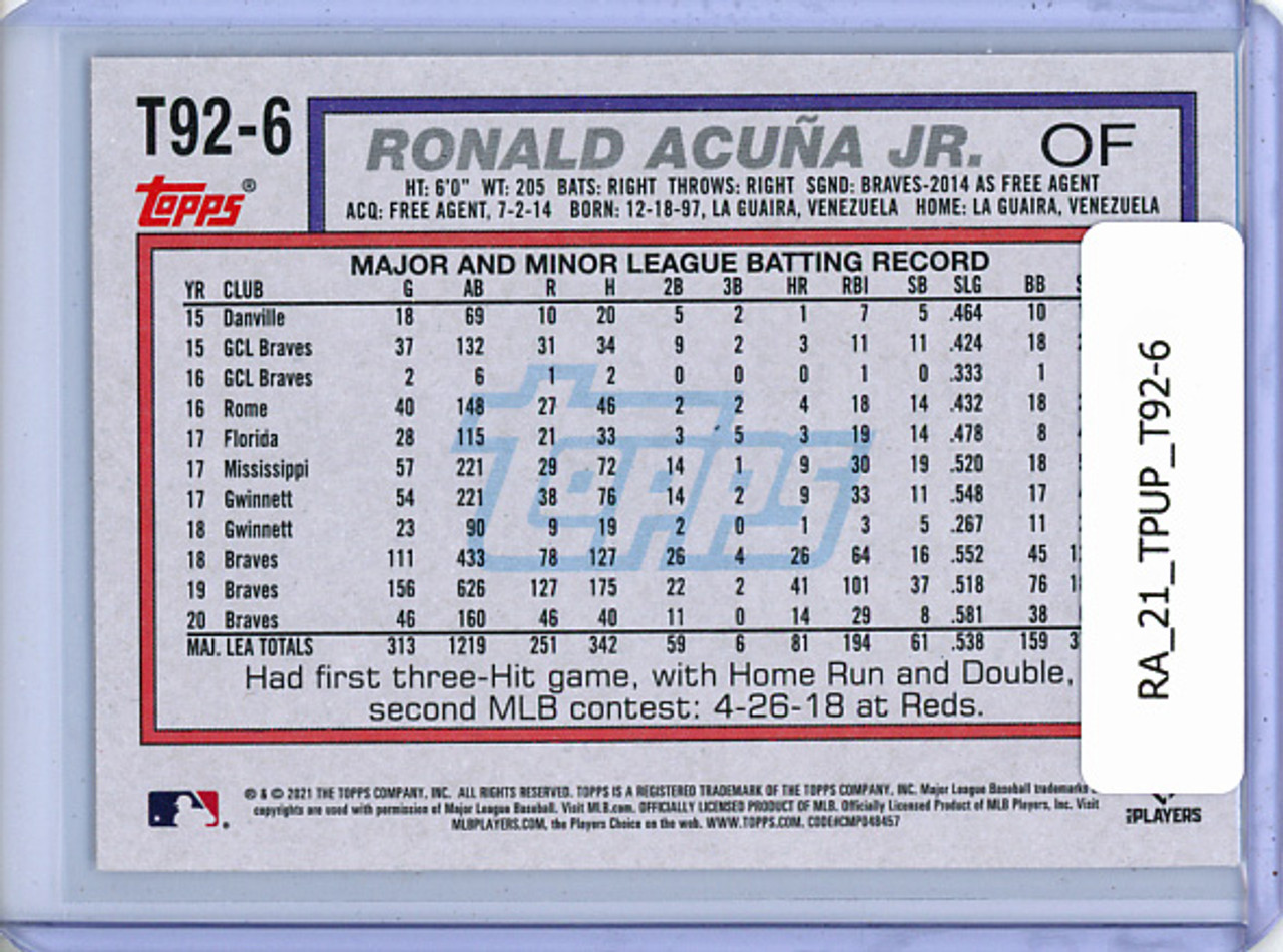 Ronald Acuna Jr. 2021 Topps Update, 1992 Topps Redux #T92-6